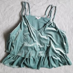 Xhilaration Velvet Crop Top Jade Medium